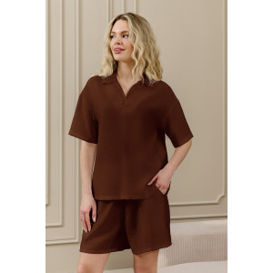 Шорты женские "Ясмина-5" фактурное полотно (р-ры: 44-54) коричневый Шорты женские "Ясмина-5" фактурное полотно (р-ры: 44-54) коричневый