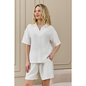 Шорты женские "Ясмина-5" фактурное полотно (р-ры: 44-54) белый Шорты женские "Ясмина-5" фактурное полотно (р-ры: 44-54) белый