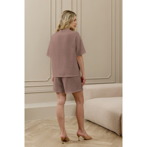 Шорты женские "Ясмина-5" фактурное полотно (р-ры: 44-54) какао Шорты женские "Ясмина-5" фактурное полотно (р-ры: 44-54) какао