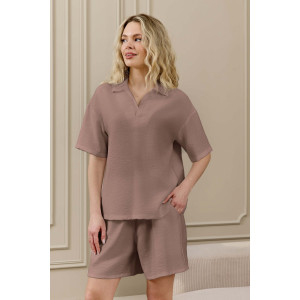 Шорты женские "Ясмина-5" фактурное полотно (р-ры: 44-54) какао Шорты женские "Ясмина-5" фактурное полотно (р-ры: 44-54) какао