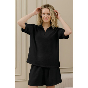 Шорты женские "Ясмина-5" фактурное полотно (р-ры: 44-54) черный Шорты женские "Ясмина-5" фактурное полотно (р-ры: 44-54) черный