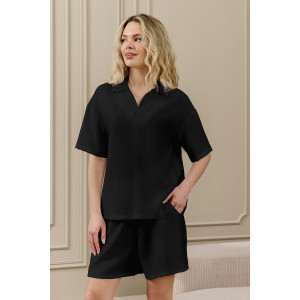 Шорты женские "Ясмина-5" фактурное полотно (р-ры: 44-54) черный Шорты женские "Ясмина-5" фактурное полотно (р-ры: 44-54) черный