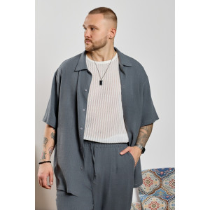 Рубашка мужская "Линкольн-1" фактурное полотно (р-ры: 48-58) графитовый Рубашка мужская "Линкольн-1" фактурное полотно (р-ры: 48-58) графитовый