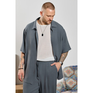 Рубашка мужская "Линкольн-1" фактурное полотно (р-ры: 48-58) графитовый Рубашка мужская "Линкольн-1" фактурное полотно (р-ры: 48-58) графитовый