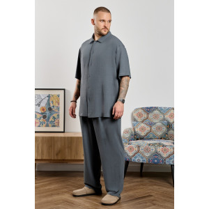 Рубашка мужская "Линкольн-1" фактурное полотно (р-ры: 48-58) графитовый Рубашка мужская "Линкольн-1" фактурное полотно (р-ры: 48-58) графитовый