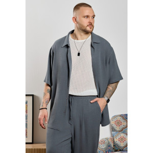 Рубашка мужская "Линкольн-1" фактурное полотно (р-ры: 48-58) графитовый Рубашка мужская "Линкольн-1" фактурное полотно (р-ры: 48-58) графитовый