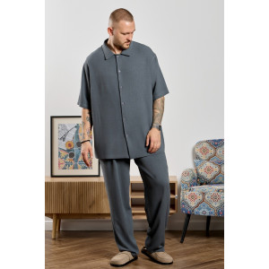 Рубашка мужская "Линкольн-1" фактурное полотно (р-ры: 48-58) графитовый Рубашка мужская "Линкольн-1" фактурное полотно (р-ры: 48-58) графитовый