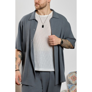 Рубашка мужская "Линкольн-1" фактурное полотно (р-ры: 48-58) графитовый Рубашка мужская "Линкольн-1" фактурное полотно (р-ры: 48-58) графитовый