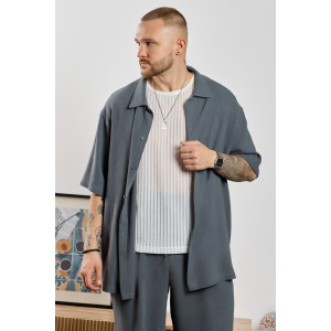 Рубашка мужская "Линкольн-1" фактурное полотно (р-ры: 48-58) графитовый Рубашка мужская "Линкольн-1" фактурное полотно (р-ры: 48-58) графитовый