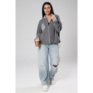 Толстовка женская М-1046 поларфлис (р-ры: 46-56) серый Толстовка женская М-1046 поларфлис (р-ры: 46-56) серый