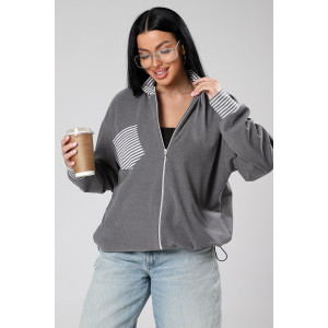 Толстовка женская М-1046 поларфлис (р-ры: 46-56) серый Толстовка женская М-1046 поларфлис (р-ры: 46-56) серый
