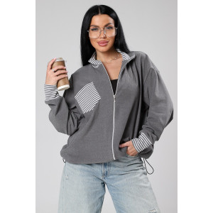 Толстовка женская М-1046 поларфлис (р-ры: 46-56) серый Толстовка женская М-1046 поларфлис (р-ры: 46-56) серый