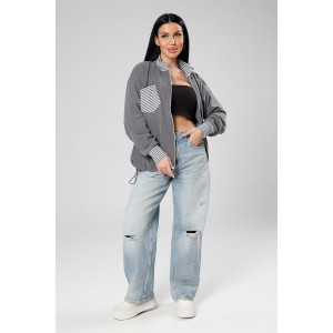 Толстовка женская М-1046 поларфлис (р-ры: 46-56) серый Толстовка женская М-1046 поларфлис (р-ры: 46-56) серый