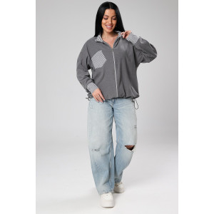 Толстовка женская М-1046 поларфлис (р-ры: 46-56) серый Толстовка женская М-1046 поларфлис (р-ры: 46-56) серый