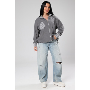 Толстовка женская М-1046 поларфлис (р-ры: 46-56) серый Толстовка женская М-1046 поларфлис (р-ры: 46-56) серый