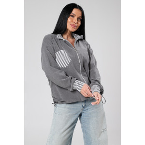 Толстовка женская М-1046 поларфлис (р-ры: 46-56) серый Толстовка женская М-1046 поларфлис (р-ры: 46-56) серый