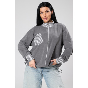 Толстовка женская М-1046 поларфлис (р-ры: 46-56) серый Толстовка женская М-1046 поларфлис (р-ры: 46-56) серый