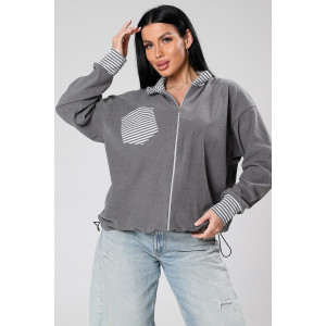 Толстовка женская М-1046 поларфлис (р-ры: 46-56) серый Толстовка женская М-1046 поларфлис (р-ры: 46-56) серый