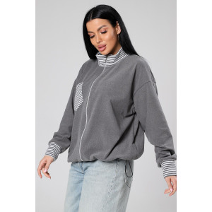 Толстовка женская М-1046 поларфлис (р-ры: 46-56) серый Толстовка женская М-1046 поларфлис (р-ры: 46-56) серый