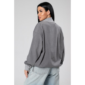 Толстовка женская М-1046 поларфлис (р-ры: 46-56) серый Толстовка женская М-1046 поларфлис (р-ры: 46-56) серый