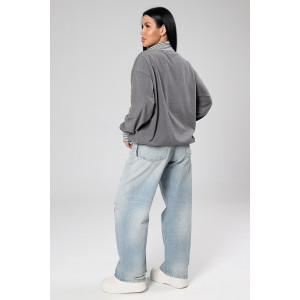 Толстовка женская М-1046 поларфлис (р-ры: 46-56) серый Толстовка женская М-1046 поларфлис (р-ры: 46-56) серый