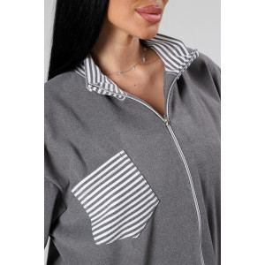 Толстовка женская М-1046 поларфлис (р-ры: 46-56) серый Толстовка женская М-1046 поларфлис (р-ры: 46-56) серый