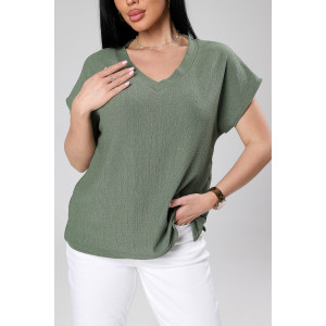 Блузка женская М-1044 вискоза (р-ры: 48-56) хаки Блузка женская М-1044 вискоза (р-ры: 48-56) хаки