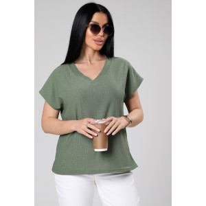 Блузка женская М-1044 вискоза (р-ры: 48-56) хаки Блузка женская М-1044 вискоза (р-ры: 48-56) хаки