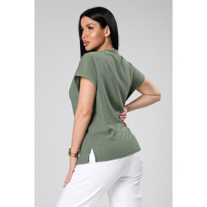 Блузка женская М-1044 вискоза (р-ры: 48-56) хаки Блузка женская М-1044 вискоза (р-ры: 48-56) хаки