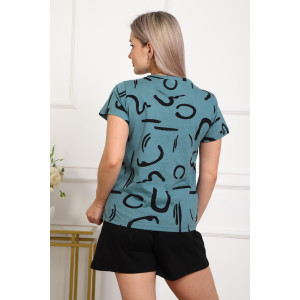 Костюм двойка женский 01077 кулирка (р-ры: 44-56) изумрудный