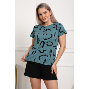 Костюм двойка женский 01077 кулирка (р-ры: 44-56) изумрудный