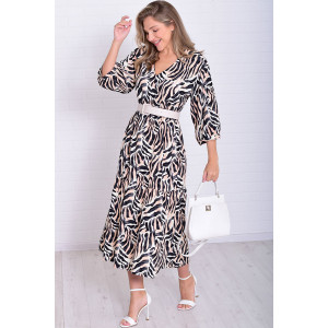 Платье женское Ф1074н штапель (р-ры: 46-56) черно-белый