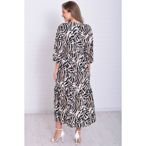 Платье женское Ф1074н штапель (р-ры: 46-56) черно-белый
