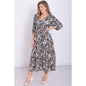 Платье женское Ф1074н штапель (р-ры: 46-56) черно-белый