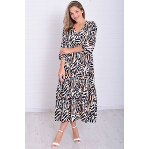 Платье женское Ф1074н штапель (р-ры: 46-56) черно-белый