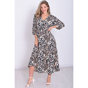Платье женское Ф1074н штапель (р-ры: 46-56) черно-белый