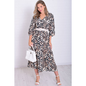 Платье женское Ф1074н штапель (р-ры: 46-56) черно-белый