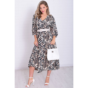 Платье женское Ф1074н штапель (р-ры: 46-56) черно-белый