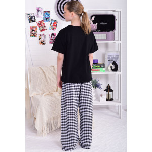 Пижама подростковая 12112 кулирка (р-ры: 36-44) черный Пижама подростковая 12112 кулирка (р-ры: 36-44) черный