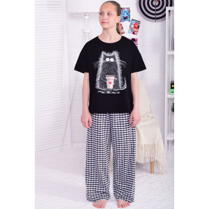 Пижама подростковая 12112 кулирка (р-ры: 36-44) черный Пижама подростковая 12112 кулирка (р-ры: 36-44) черный