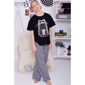 Пижама подростковая 12112 кулирка (р-ры: 36-44) черный Пижама подростковая 12112 кулирка (р-ры: 36-44) черный