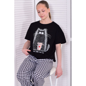 Пижама подростковая 12112 кулирка (р-ры: 36-44) черный Пижама подростковая 12112 кулирка (р-ры: 36-44) черный