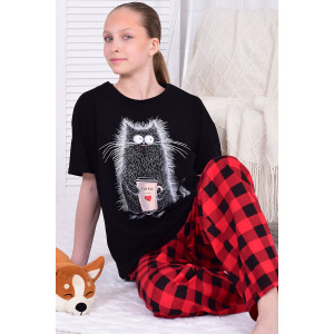 Пижама подростковая 12112а кулирка (р-ры: 36-44) красный Пижама подростковая 12112а кулирка (р-ры: 36-44) красный