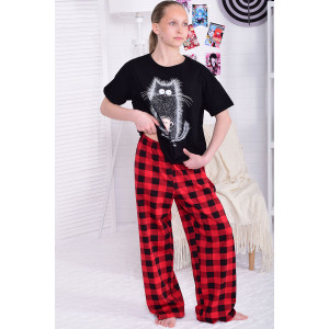 Пижама подростковая 12112а кулирка (р-ры: 36-44) красный Пижама подростковая 12112а кулирка (р-ры: 36-44) красный