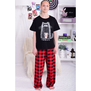 Пижама подростковая 12112а кулирка (р-ры: 36-44) красный Пижама подростковая 12112а кулирка (р-ры: 36-44) красный