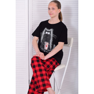 Пижама подростковая 12112а кулирка (р-ры: 36-44) красный Пижама подростковая 12112а кулирка (р-ры: 36-44) красный