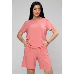 Костюм двойка женский М-1045 жатка (р-ры: 48-50) персик