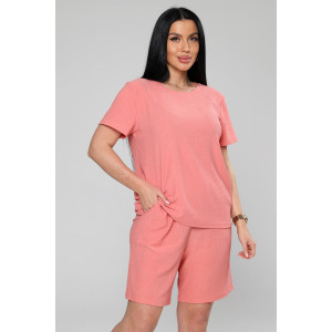 Костюм двойка женский М-1045 жатка (р-ры: 48-50) персик