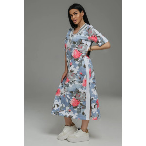 Платье женское "Либретта" футер 2-х нитка с лайкрой (р-ры: 48-58) голубой