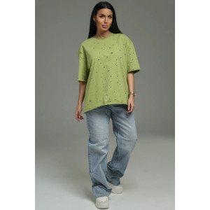 Футболка женская "Винтаж" кулирка пенье деворе (р-ры: 48-58) салатовый